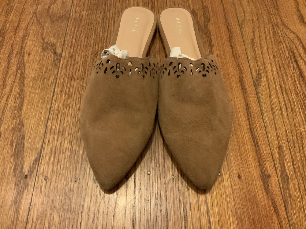 NWOT Joe's Jeans Martha Brown/Mink Suede Cutout Mules Size 8